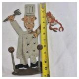 Vintage Metal Chef Wall Hook Rack Kitchen Utensil Holder Retro Decor