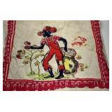 Vintage Black Americana Kitchen Towel Folk Art Red Figure Cotton Cloth