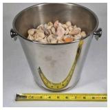 Stainless Steel Ice Bucket Seashell Fill Metal Beverage Chiller Double Handle Barware