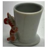 Vintage Ceramic Dog Toothpick Holder Figural Puppy Floral Small Tabletop Holder
