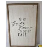 All of God’s Grace In One Tiny Face Framed Wall Sign Wood Farmhouse Decor