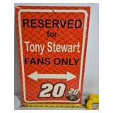 ony Stewart Fans Only Sign, Number 20 NASCAR Racing Wall Decor