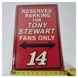Tony Stewart Fans Only Parking Sign, Number 14 NASCAR Metal Wall Decor