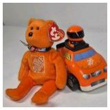Ty Beanie Baby Home Depot Bear NASCAR Toy Car Orange Racing Collectibles