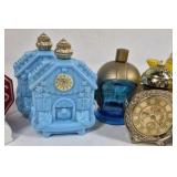 Avon Vintage Perfume Bottle Lot Clock House Figural Glass Decorative Containers