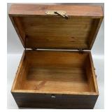 Wooden Storage Chest Box with Hinged Lid Metal Hardware Decorative Trunk