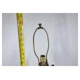 Vintage Amber Glass Table Lamp Embossed Pattern Black Base Mid Century Style