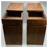 Mid Century Modern Wood Nightstands Pair Floating Drawer Cabinet End Tables