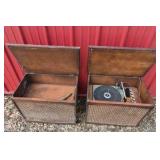 Vintage Record Player Console Stereo Turntable Wicker Front Cabinet