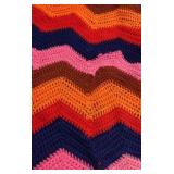 Handmade Crochet Afghan Blanket Chevron Stripe Multicolor Knit Throw