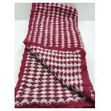 Handmade Crochet Afghan Throw Blanket Red White Pattern Scalloped Edge