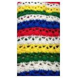 Handmade Crochet Afghan Blanket Multicolor Striped Knit Throw