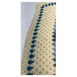 Handmade Crochet Doily Red Blue Cream Granny Square Pattern