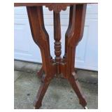 Vintage Wood Plant Stand Table Carved Pedestal Square Top Base