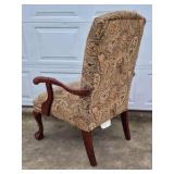Traditional Upholstered Accent Chair Paisley Fabric Wood Frame Armchair
