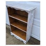 Vintage Wood Bookcase Distressed White Open Shelf Cabinet Farmhouse Display