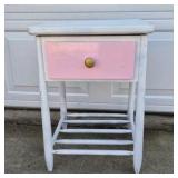 Vintage Wood Nightstand Side Table Single Drawer Lower Rack Shelf