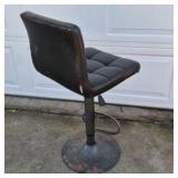 Modern Black Vinyl Swivel Bar Stool Tufted Back Adjustable Height Pedestal Base