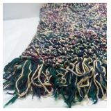 Handmade Crochet Afghan Throw Blanket Multicolor Speckled Fringe Knit