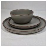 Famiware Dinnerware Set Plates Bowls Gray Modern Dish Set