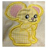 Handmade Baby Quilt Mouse Embroidery Patchwork Pastel Crib Blanket