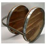 Two Tier Wood Metal Serving Tray Stand Round Farmhouse Tabletop Organizer