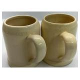 Kronenbourg Ceramic Beer Steins Lot of 2 Vintage Barware Mugs France