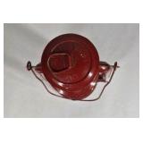 Red Metal Lantern Clear Glass Hurricane Lamp Red Glass Vase Decor Pair