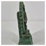 Aztec Mayan Calendar Stone Sculpture Green Patina Decorative Statue