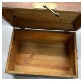 Wooden Storage Chest Box with Hinged Lid Metal Hardware Decorative Trunk