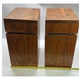 Mid Century Modern Wood Nightstands Pair Floating Drawer Cabinet End Tables