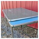 Vintage Metal Top Table Industrial Utility Work Table Steel Frame
