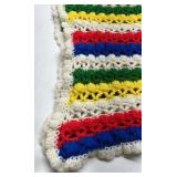 Handmade Crochet Afghan Blanket Multicolor Striped Knit Throw