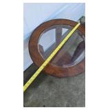 Round Wood Side Table Glass Top  End Table