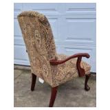Traditional Upholstered Accent Chair Paisley Fabric Wood Frame Armchair