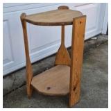 Vintage Wood End Table Paddle Leg Side Table Two Tier Shelf