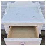 Vintage White Wood Nightstand End Table Scalloped Trim Drawer Shelf