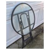 Round Glass Top Patio Table Folding Metal Frame Outdoor Bistro Table