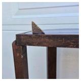 Vintage Art Deco Style Side Table Blue Mirror Glass Top Two Tier Wood