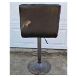 Modern Black Vinyl Swivel Bar Stool Tufted Back Adjustable Height Pedestal Base