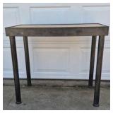 Industrial Metal Work Table Heavy Duty Steel Frame Wood Top