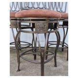 Metal Bar Stools Swivel Chairs Upholstered Seats Decorative Back Set