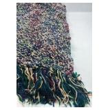 Handmade Crochet Afghan Throw Blanket Multicolor Speckled Fringe Knit