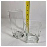 8 Pc Clear Glass Drinkware Set Tall Highball & Square Rocks Glasses