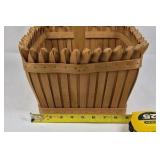Handcrafted Wooden Basket Slatted Wood Carry Handle Rustic Decor Storage