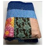 Handmade Patchwork Quilt Blanket Multicolor Floral Geometric Tie Quilt Throw