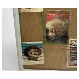 Framed Vintage USA Postage Stamps Display Collage Wall Decor