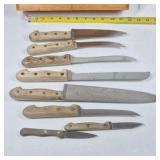 Lot of Kitchen Knives Wood Handle Dexter Russell Cutlery Set Block