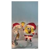 Mixed Christmas Holiday Decor Lot Spongebob Lights Santa Lanterns Train Tin Vintage Assortment
