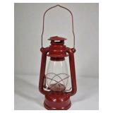 Red Metal Lantern Clear Glass Hurricane Lamp Red Glass Vase Decor Pair